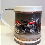 Porcelanowy kufel - MOTOCYKL - kufel do piwa z motocyklem Zebra Music