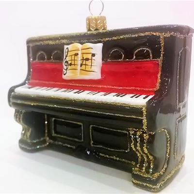 Pianino (czarne) - szklana bombka ręcznie malowana - Made in Poland 11S53BK Zebra Music