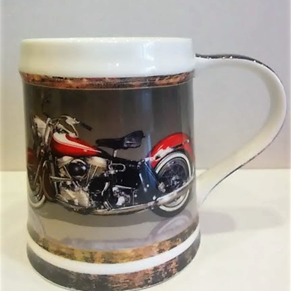 Porcelanowy kufel - MOTOCYKL - kufel do piwa z motocyklem Zebra Music